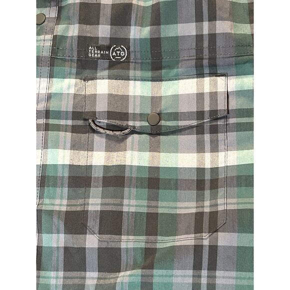Wrangler Atg Shirt Mens Medium All Terrain Gear X Snap Plaid Fishing Hiking - Picture 5 of 12